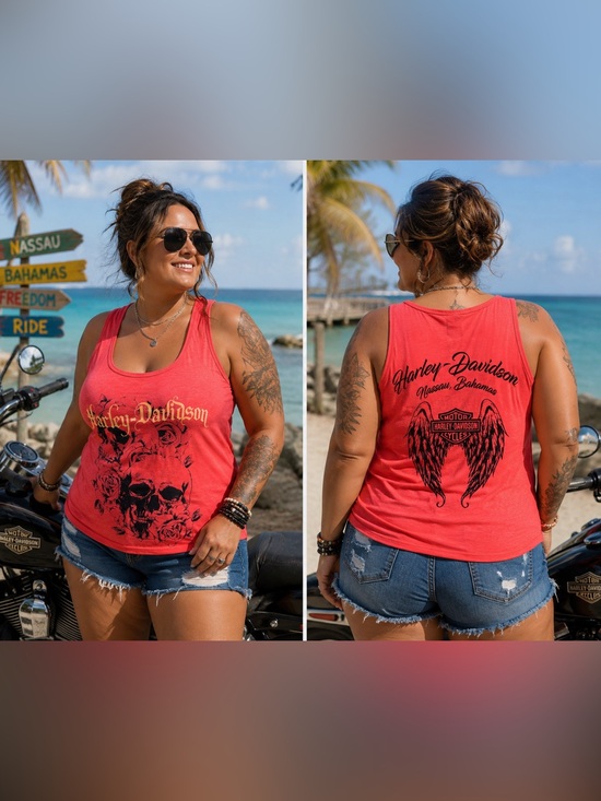 Harley-Davidson Tops - HARLEY DAVIDSON Nassau Bahamas Skull Graphic Tank Top